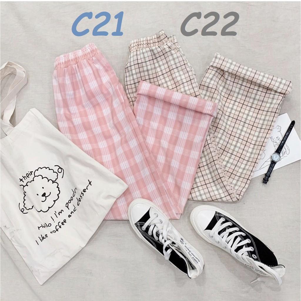 Quần CARO ỐNG RỘNG 12 Màu Unisex HACHIKI QCR01 - XANH LÁ