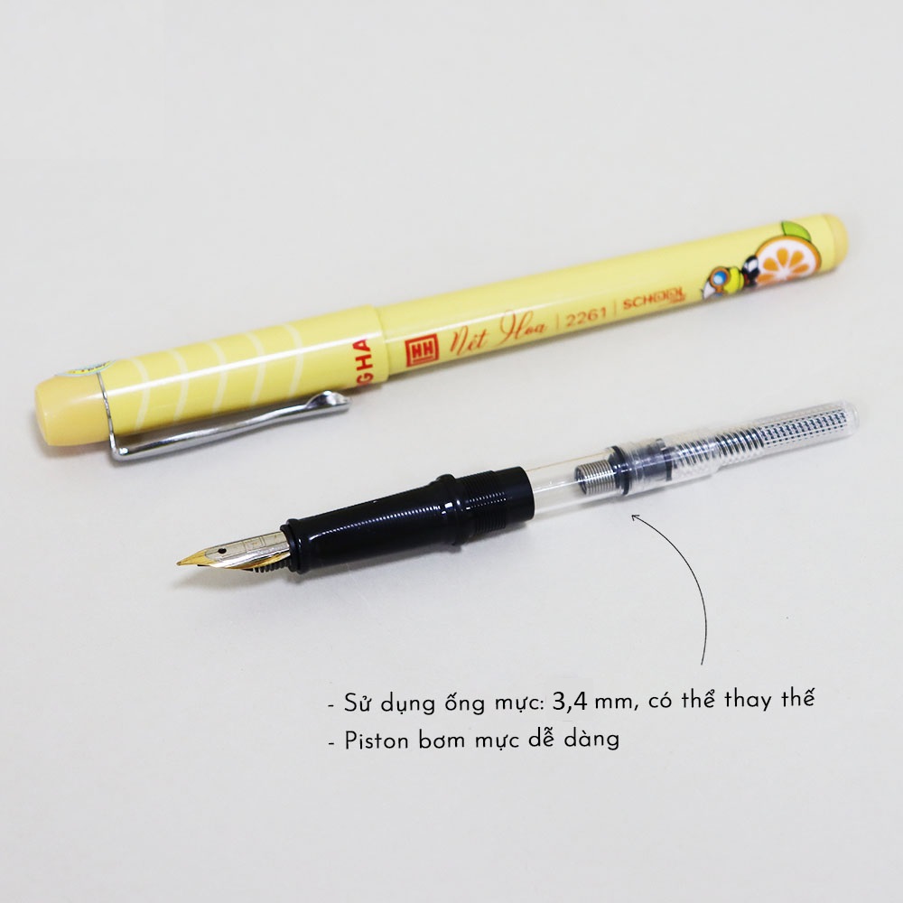 Bút máy nét hoa Hồng Hà 2261 - Ngòi 0.5mm, sử dụng ống mực 3.4mm