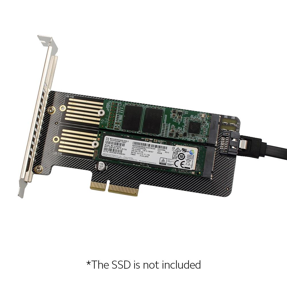 M.2 NVME/NGFF to PCI-E X4 Expansion Card SSD Adapter Card with M.2 M-key B-key Interfaces Support PCI-E/SATA Protocol