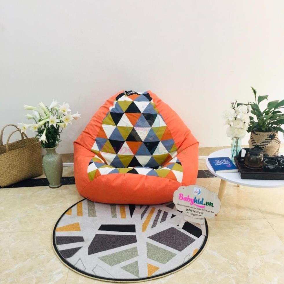 Vỏ ghế lười size S, vải thô canvas mix màu, chất mát (nên mua thêm lót đựng)