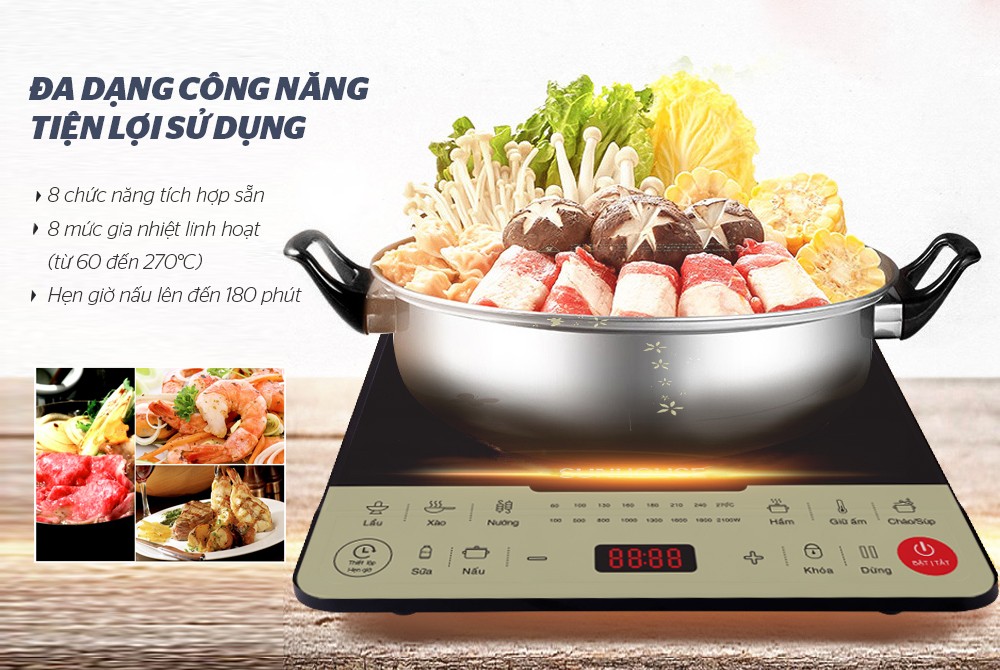 Bếp điện từ cảm ứng Sunhouse SHD6861 (kèm lẩu) - Hàng chính hãng