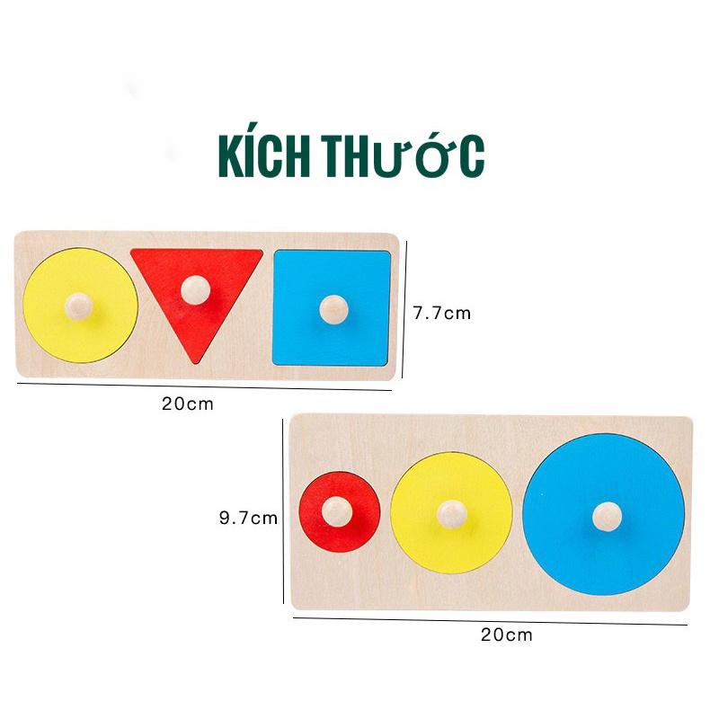 Giáo cụ Montessori - Bảng núm hình học bằng gỗ cho bé