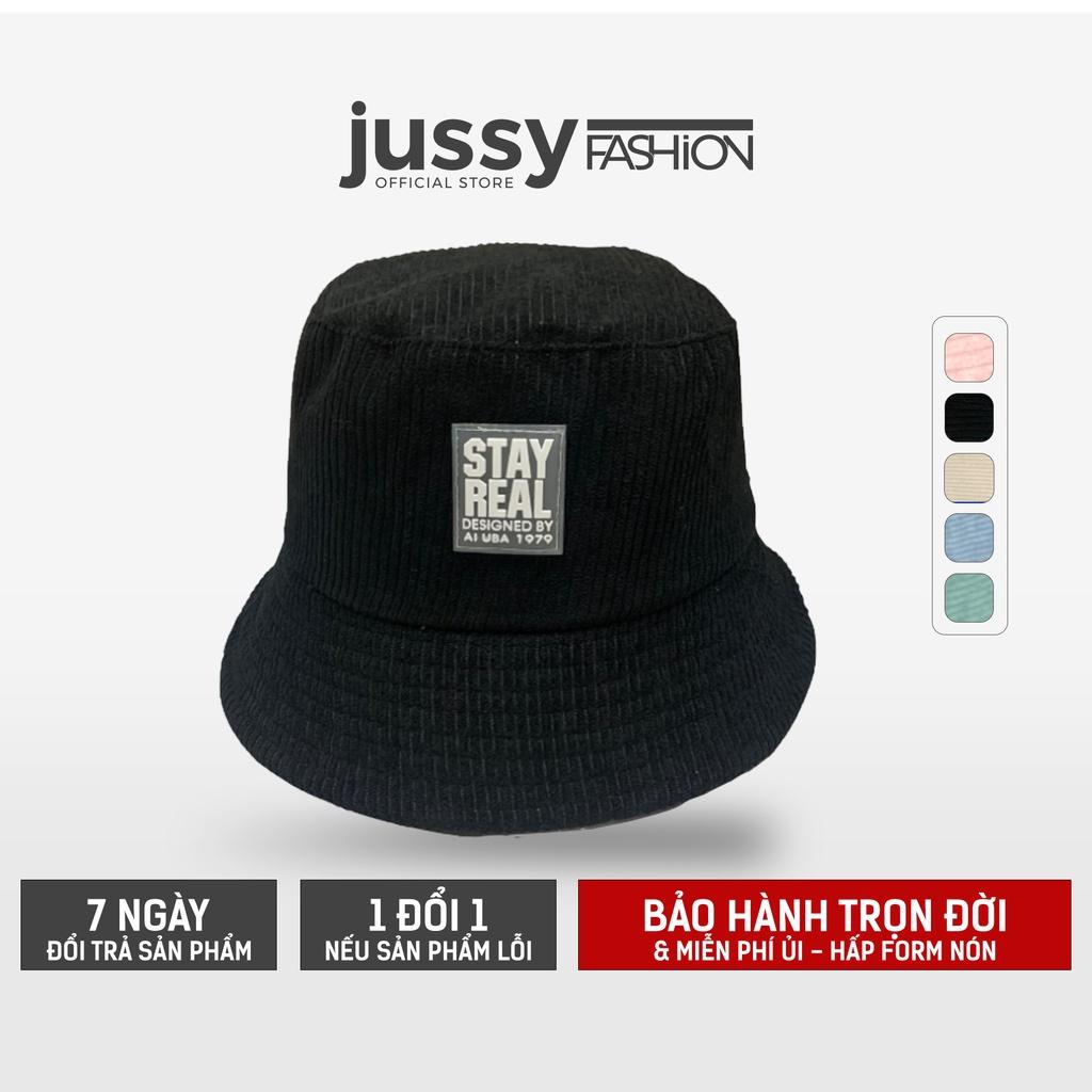 Nón Tai Bèo Nhung Gân Stay Real Jussy Fashion Phong Cách Mũ Bucket Chống Nắng Vành Cụp Unisex Hot Trend