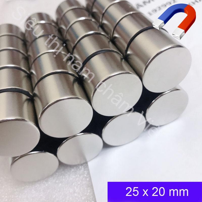 Nam châm 25x20mm viên hình tròn đất hiêm siêu mạnh