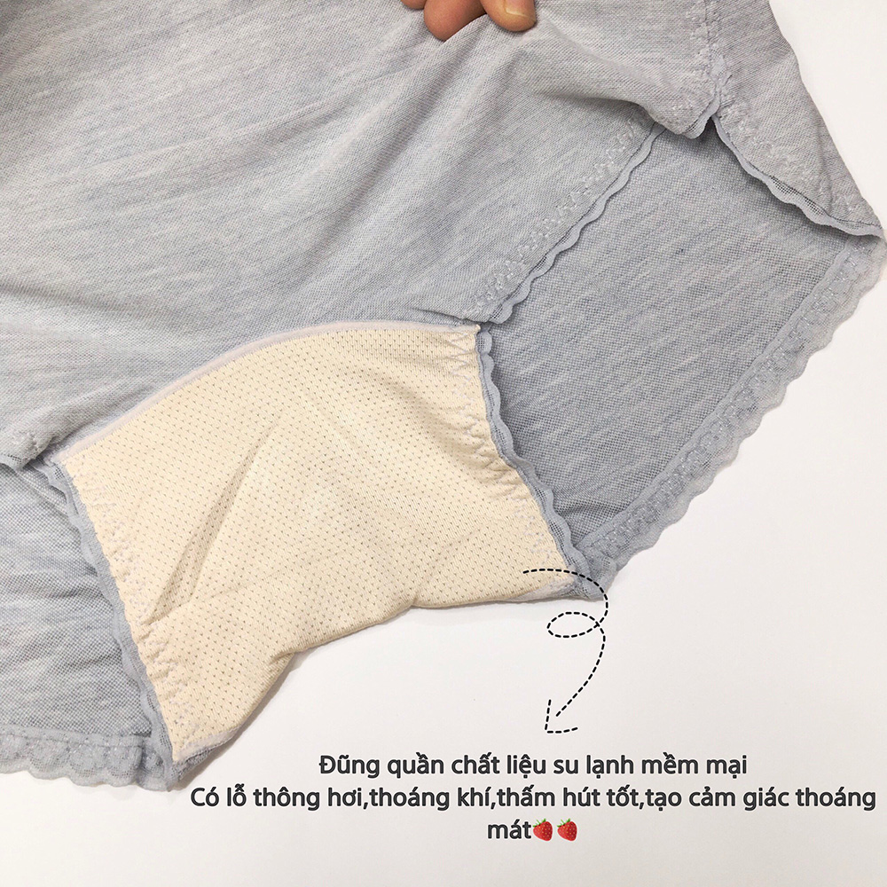Quần lót cotton dáng đùi,viền ren,siêu nhẹ,mềm mịn,thấm hút tốt,đũng kháng khuẩn phù hợp người từ 40-58kg.