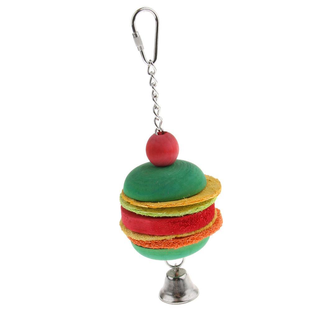 Wooden Loofah Handwork Toy Cockatiel Hanging Swing Cage Chew Trainning Toy
