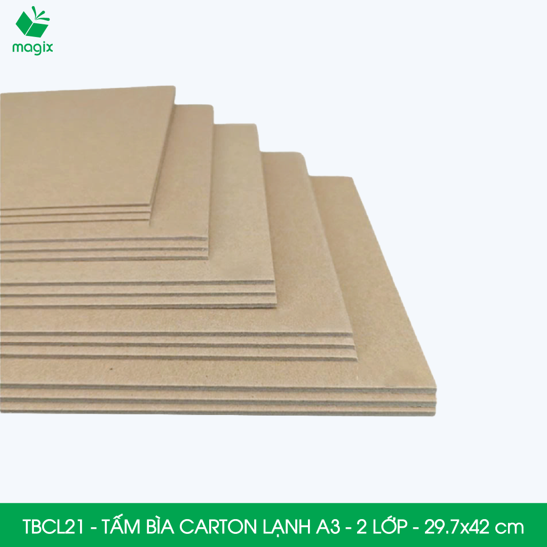 TBCL21 - A3 - Xấp 10 tấm bìa carton lạnh 2 lớp cho đóng gói, lót hộp, giữ form hàng, làm đồ handmade