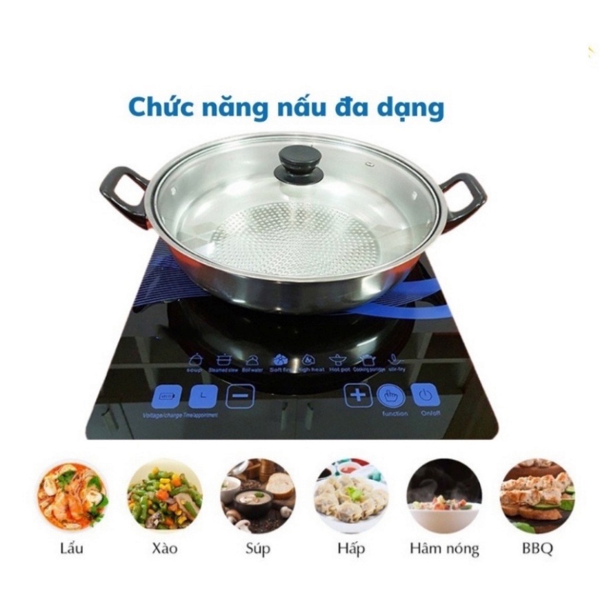 Bếp từ đơn cảm ứng TẶNG KÈM NỒI có chức năng hẹn giờ, cài đặt thời gian nấu, truyền nhiệt tốt, tiết kiệm điện - Hàng Chính Hãng