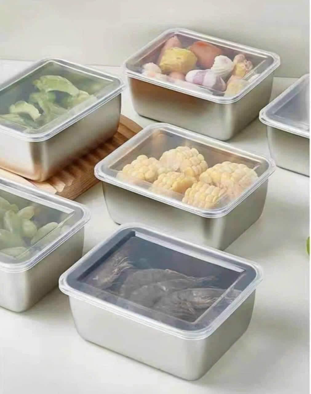 Set 5 hộp inox kèm nắp nhựa