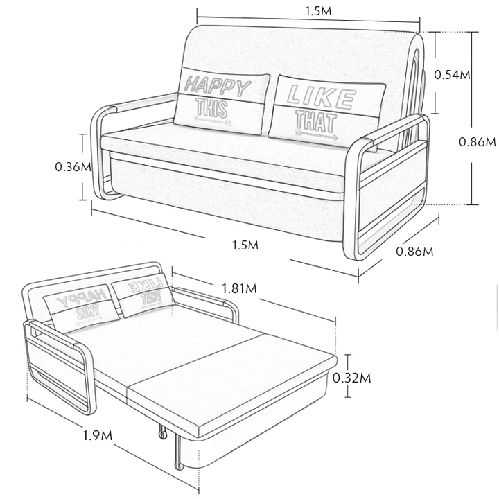 Giường Ngủ Kiêm Ghế Sofa 1m90 x 1m60 Kèm Ngăn Chứa Đồ Đa Năng - Giường Sofa Gấp Gọn Khung Thép Cường Lực Cao Cấp Giường Sofa Đa Năng Gấp Gọn Thành Ghế