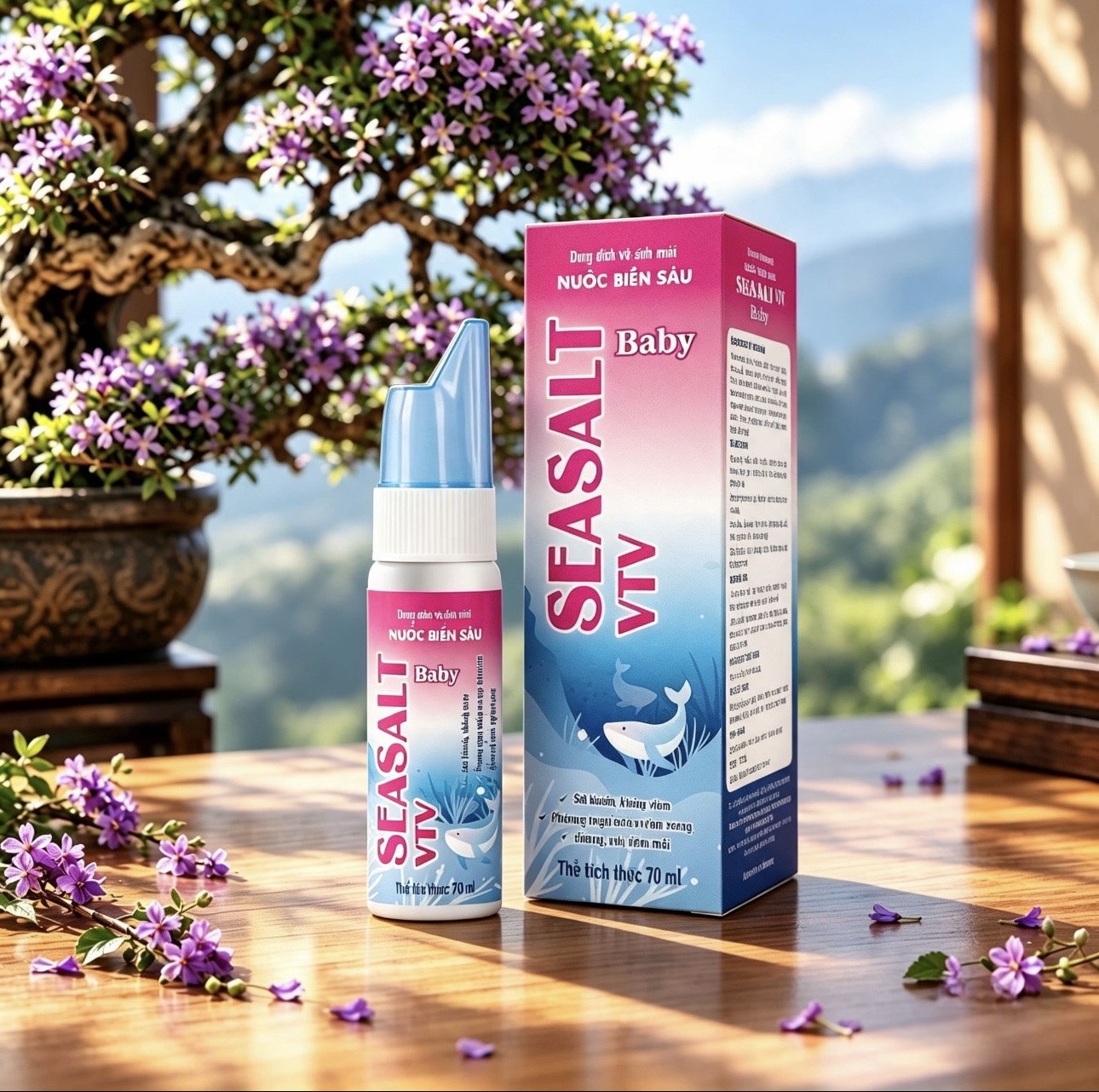Combo 2 chai /70ml -xịt mũi Seasalt baby, Kingphar
