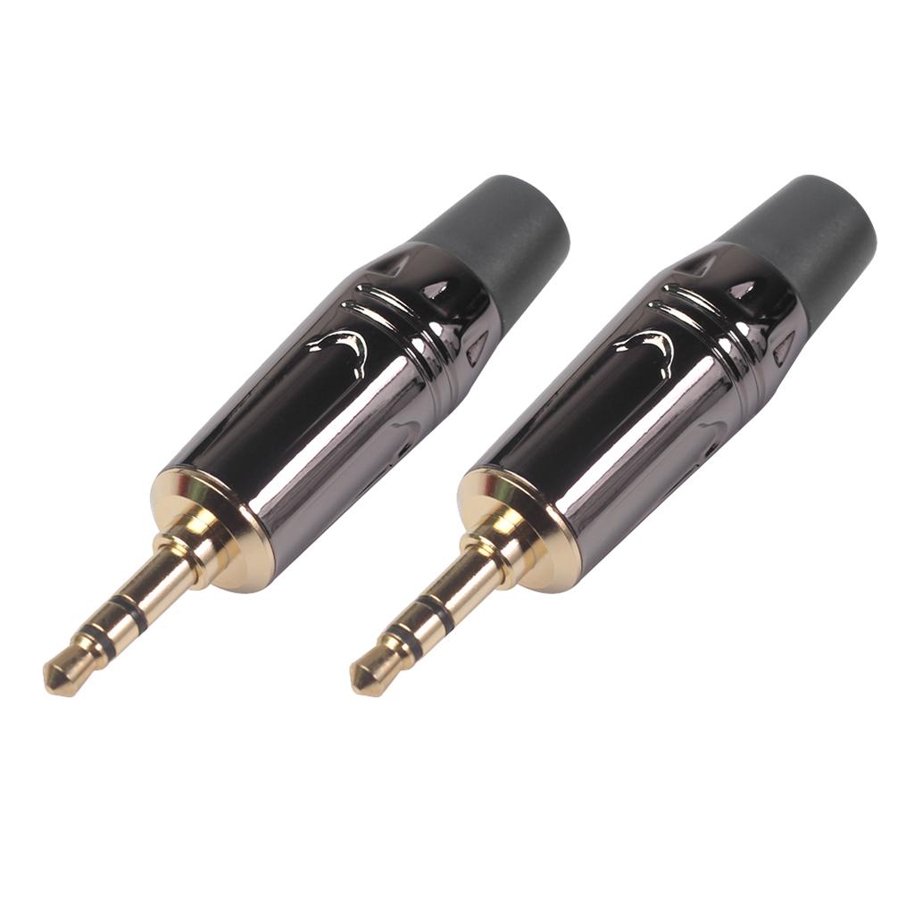 2 Cái 3.5 Mm Stereo Jack Nam Cắm Mạ Tai Nghe Có Âm Thanh Đen