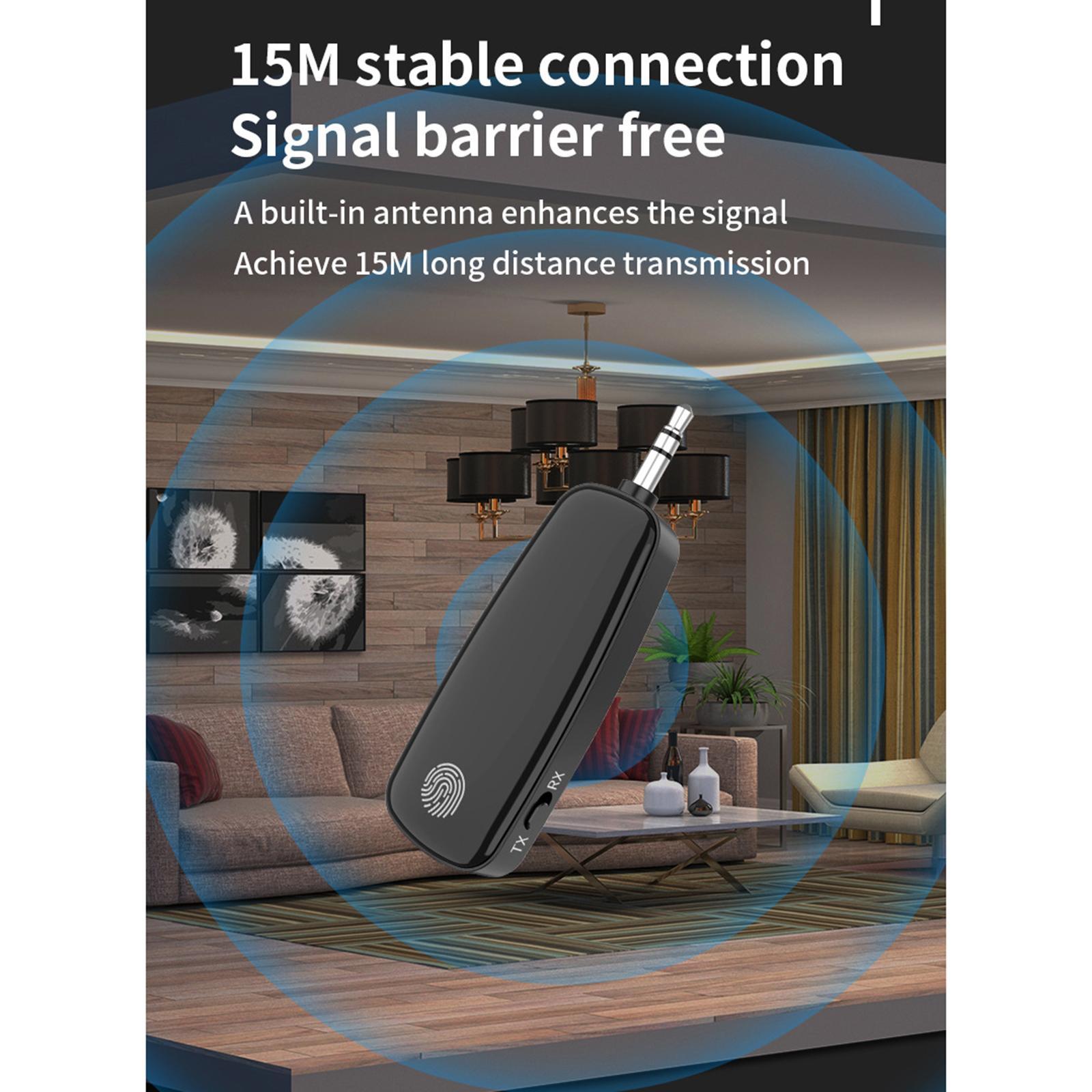 V5.2 Receiver 3.5mm Adapter ,Fingerprint Touch Portable Plug and Play Music Receiver Audio Adapter for Car ,Headphones ,Home Stereo