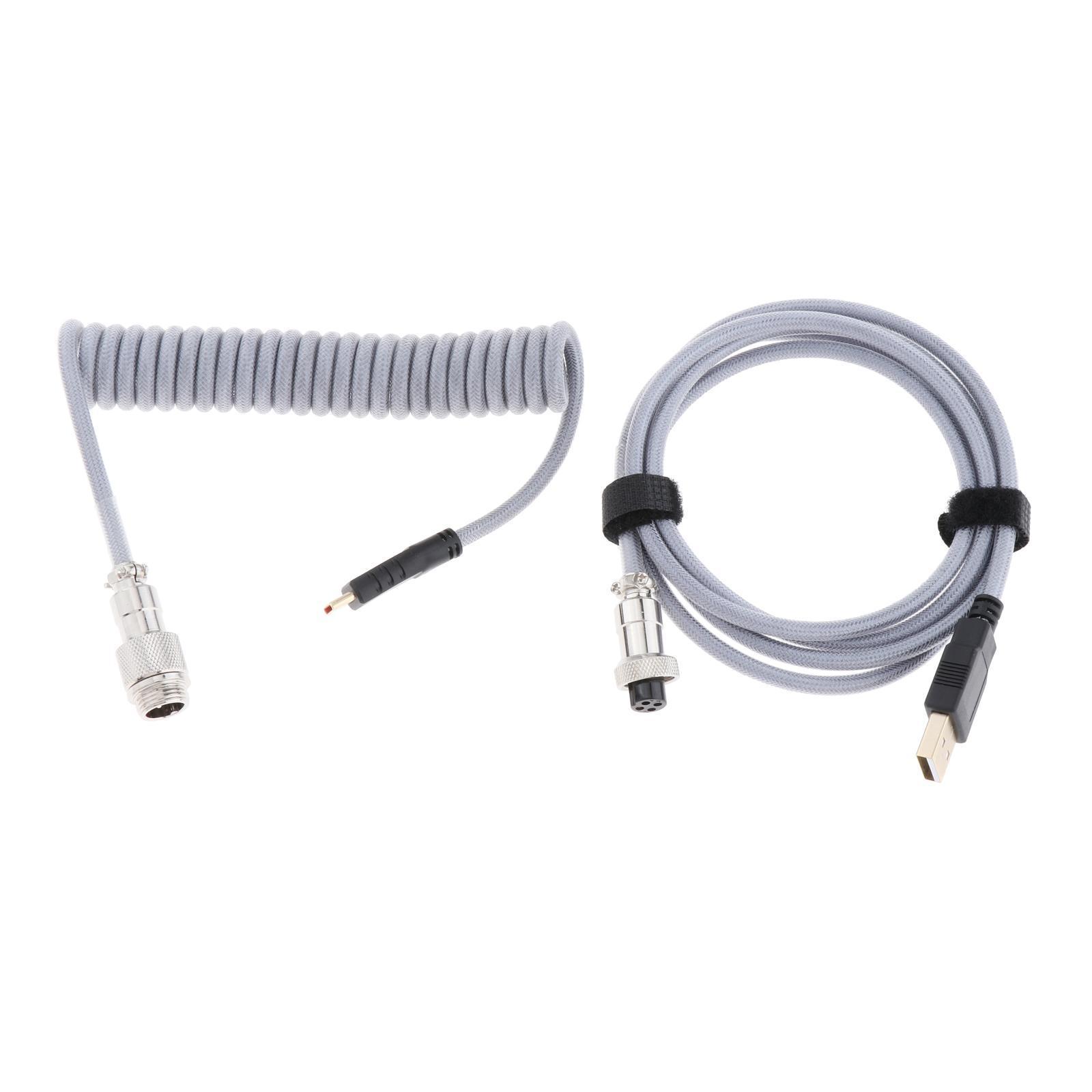 1.8M Coiled Cable Wire Mini Micro USB/ for Mechanical Keyboard Game Console