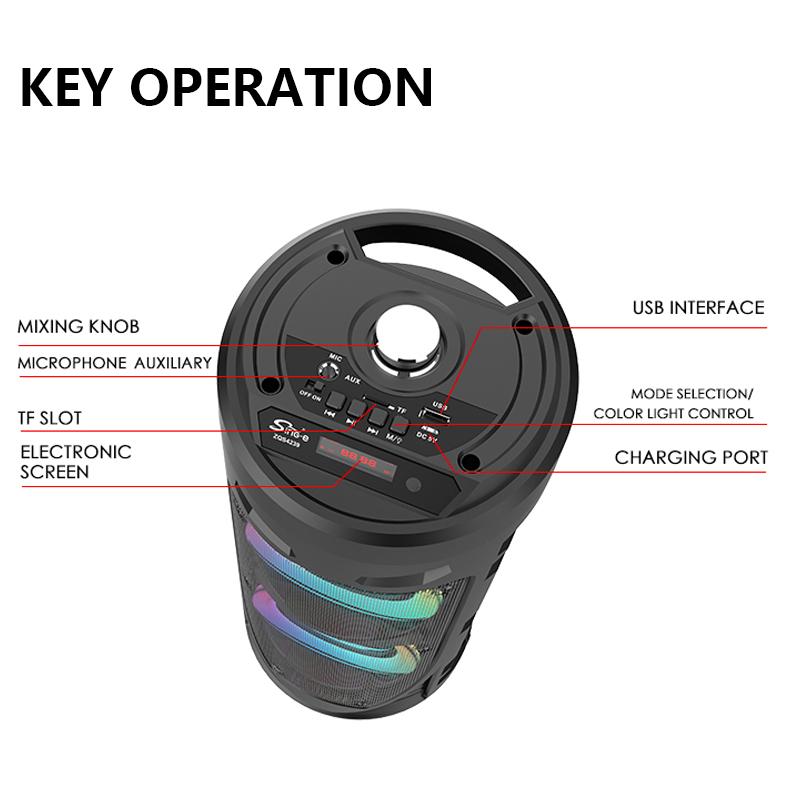 Loa bluetooth di động 30W Cột không dây Big Power Stereo Subwofer Subwofer BASS LOODERS VỚI MICRO FEARLY KARAOKE USB Màu sắc: 20W ZQS6112