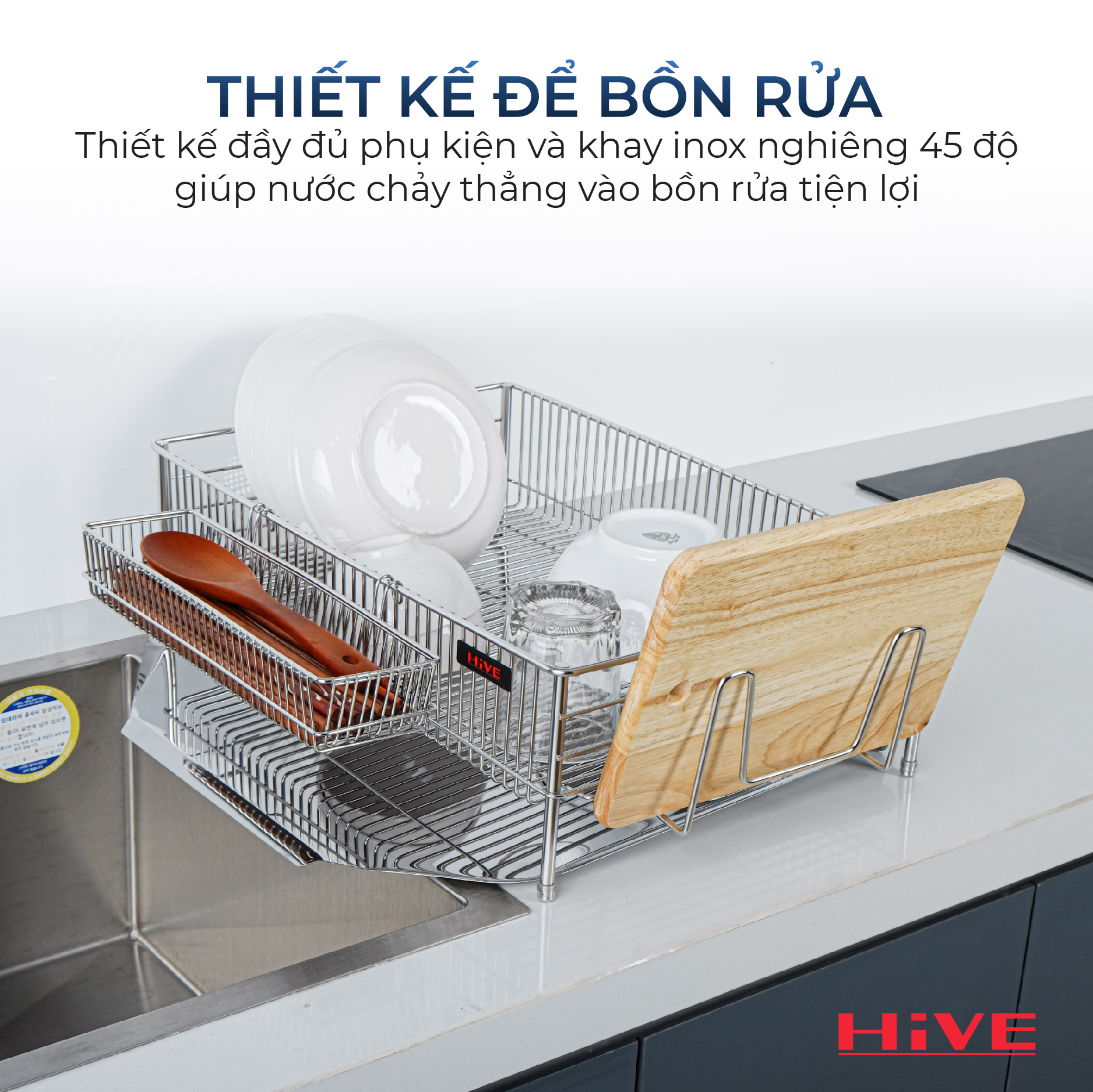 Giá úp chén bát HiVE LU 1 tầng