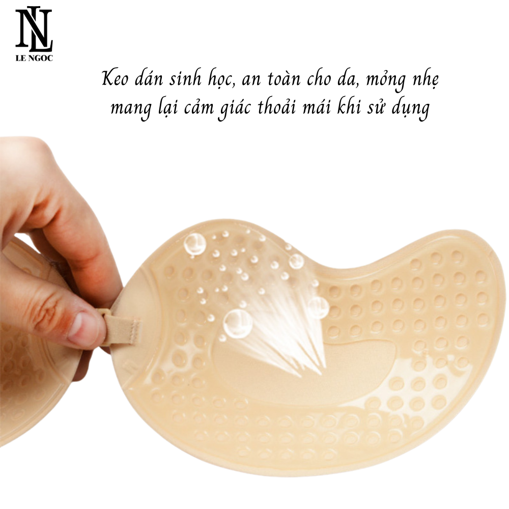 Miếng dán ngực cài trước, miếng dán nâng ngực, áo dán hình quả xoài tạo khe định hình vòng 1- LN002