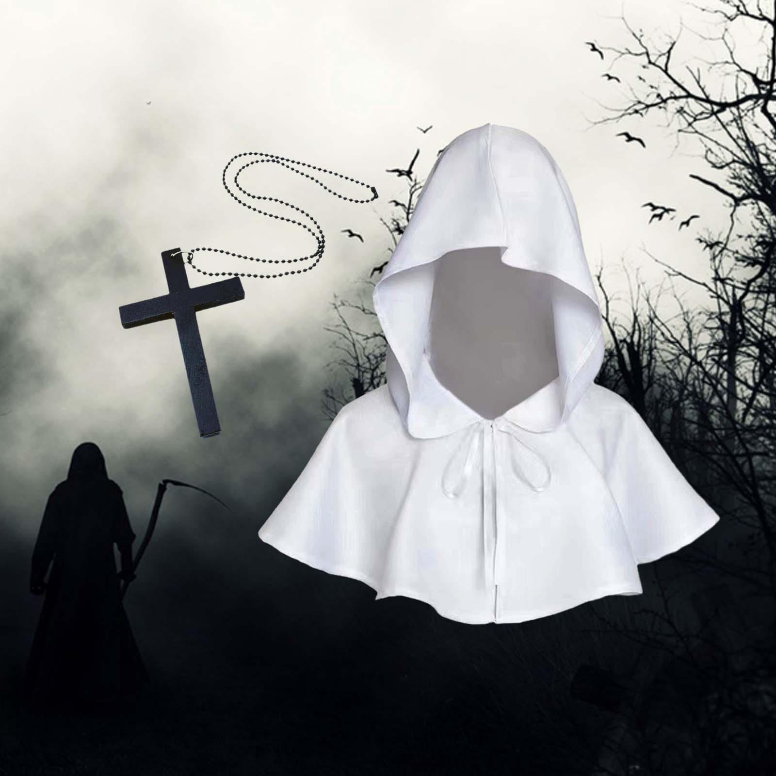 Halloween Death Cape Cowl Costume Hooded Poncho for Unisex Adults Women Men