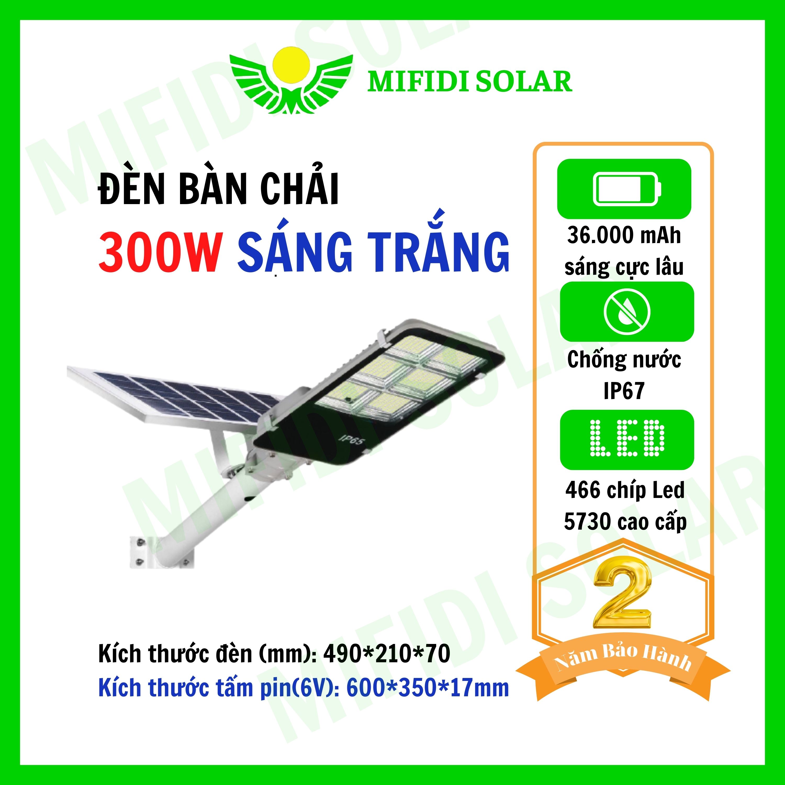 Đèn Năng Lượng Mặt Trời MIFIDI | Đèn Bàn Chải 300W sáng trắng cao cấp BC300