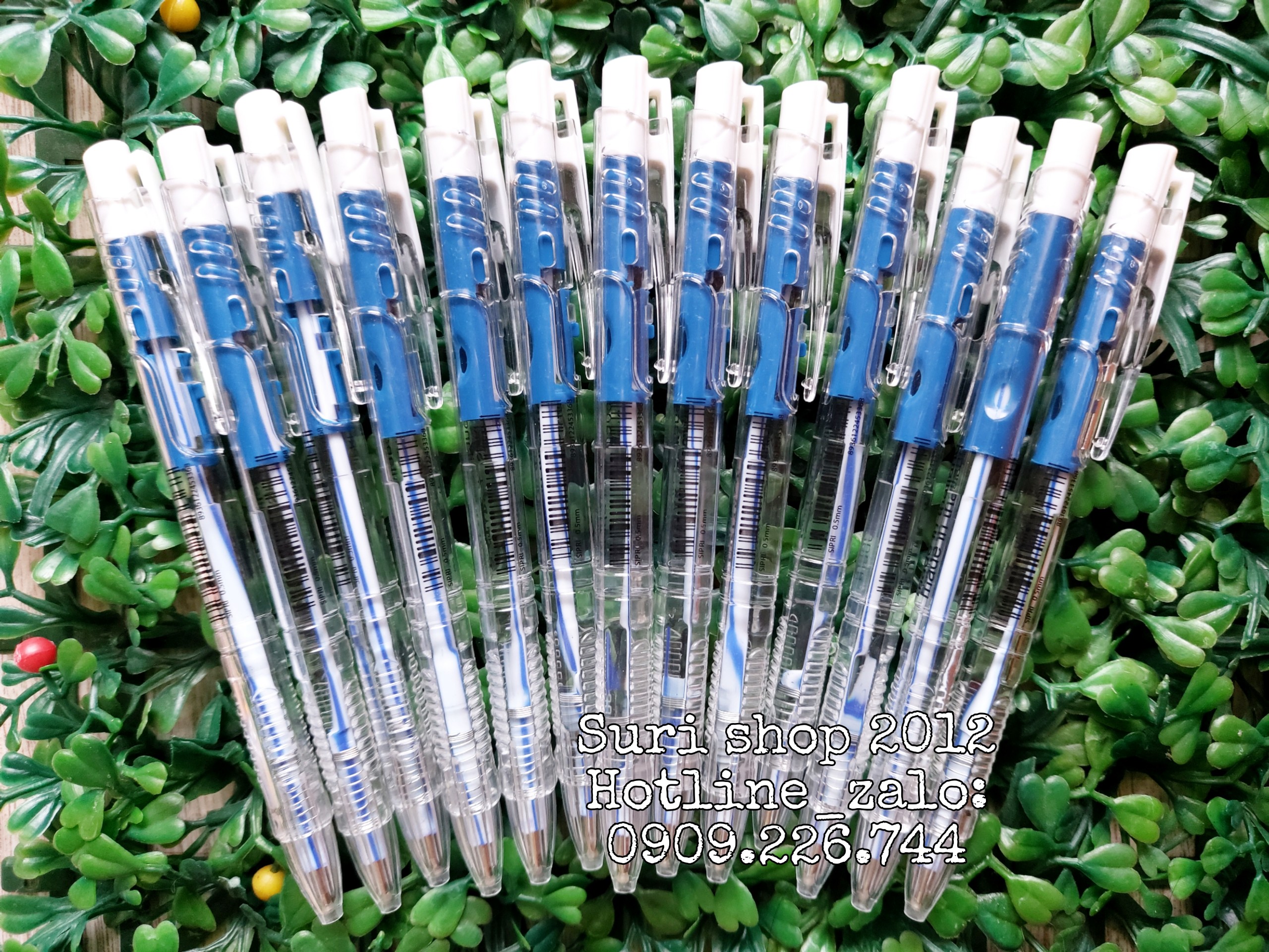 Hộp 25 cây bút bi mực xanh Shipri Thái Lan ( tùy đợt nhựa thân bút có màu khác giao ngẫu nhiên )