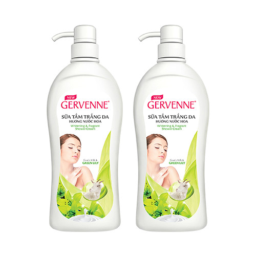 Combo 2 Sữa tắm Trắng da Hương nước hoa Gervenne Green Lily (900g/chai)