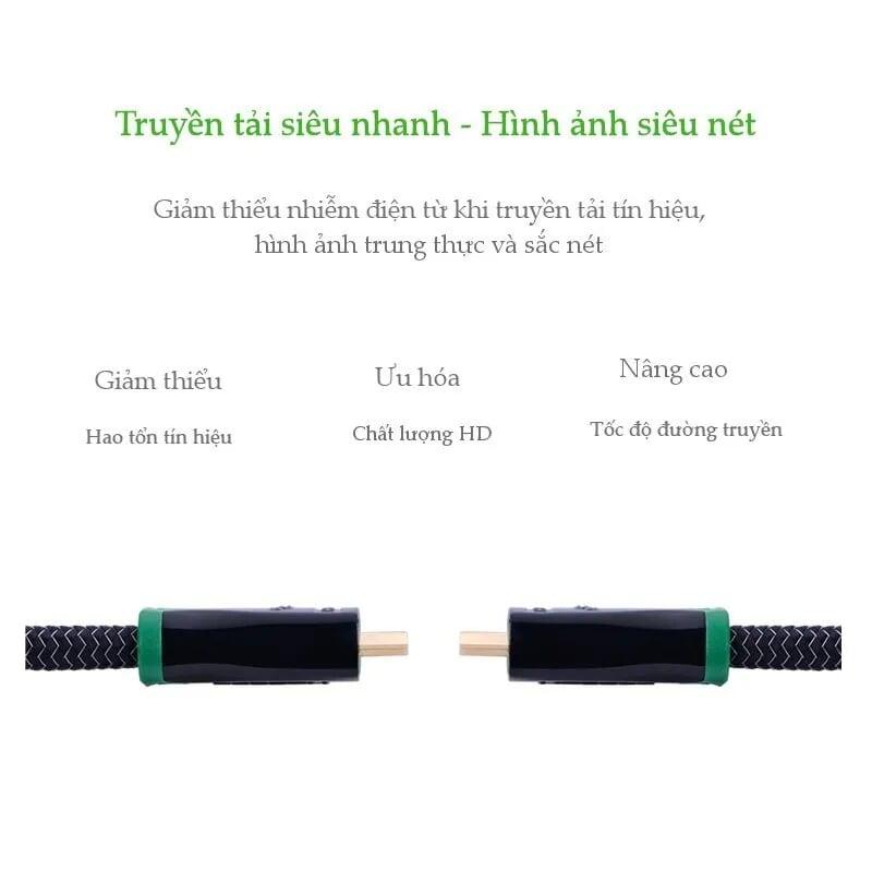 Ugreen UG10294HD126TK 5M màu Đen Cáp tín hiệu HDMI vỏ bọc kim loại hỗ trợ 3D 4K2K - HÀNG CHÍNH HÃNG