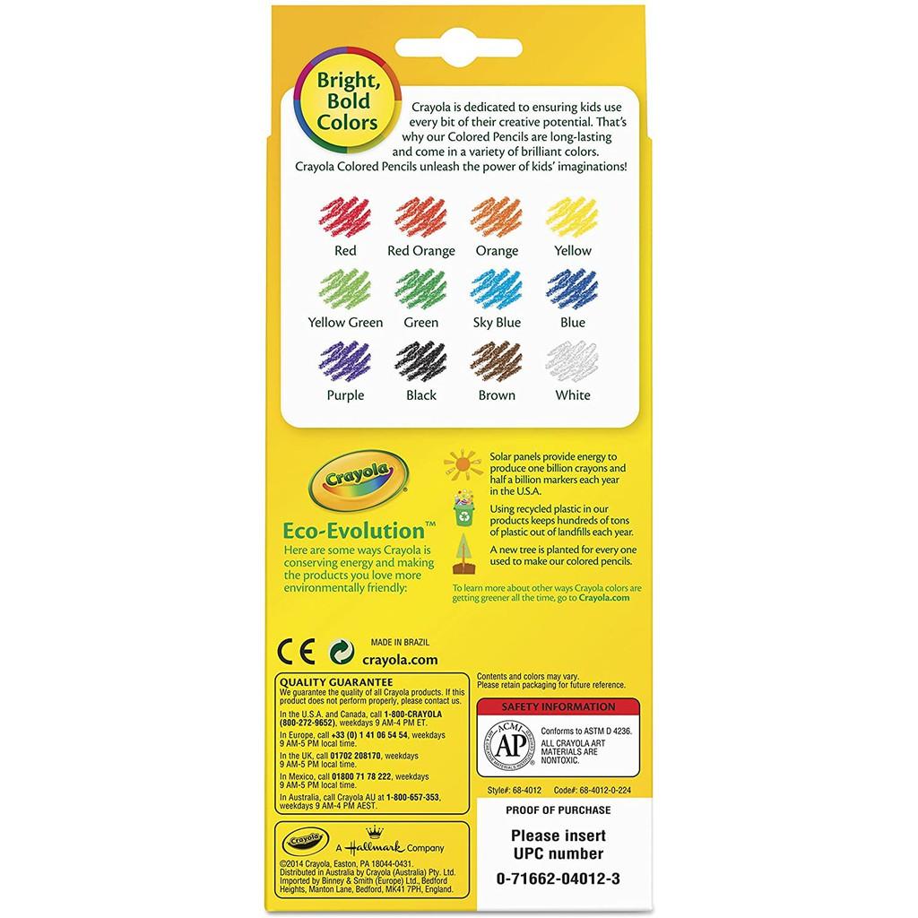 HỘP 12 BÚT CHÌ MÀU CHUỐT SẴN CRAYOLA COLORED PENCILS