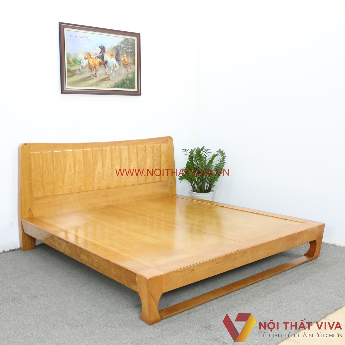 Giường Gỗ Gõ Đỏ Hiện Đại Chân Quỳ Kiểu Nhật Sang Trọng Đẳng Cấp