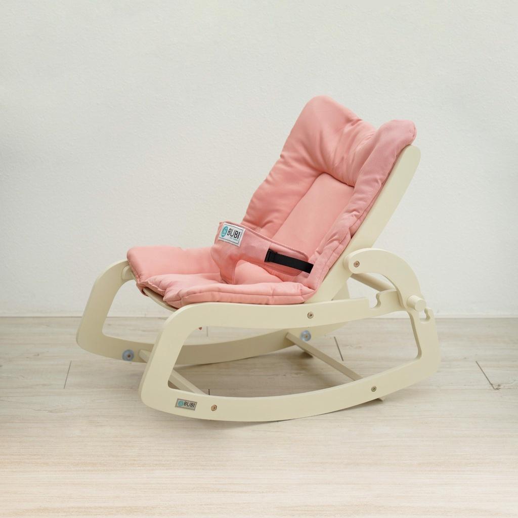 Ghế rung và bập bênh gỗ BUBI - Cream Frame w Pink Top