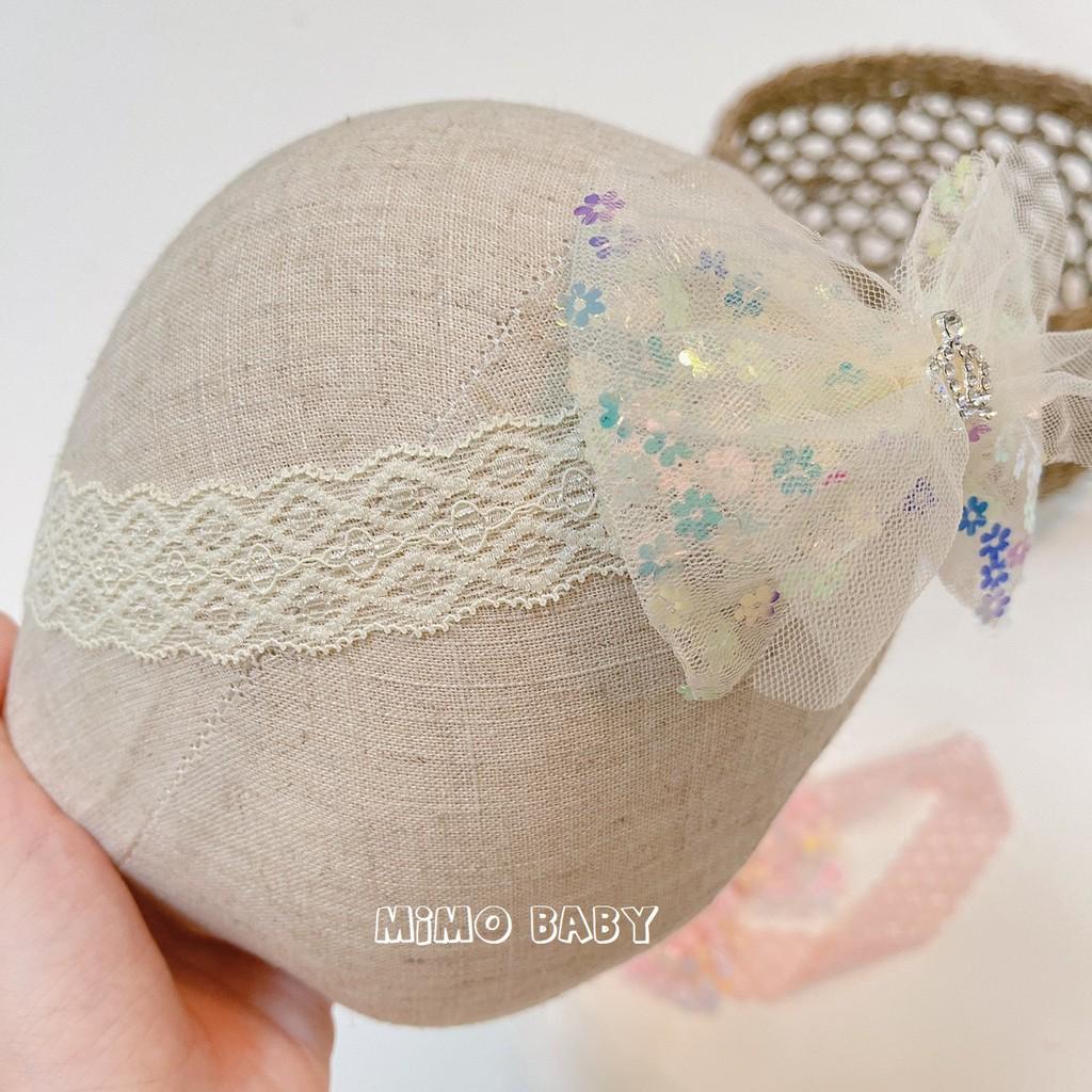 Băng đô turban nơ ren vương miện đáng yêu Mimo Baby cho bé gái BD14