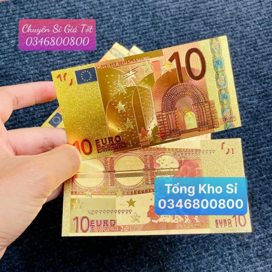 Tờ Tiền Kỉ Niệm 10 EURO Plastic Mạ Vàng Lì Xì Tết May Mắn