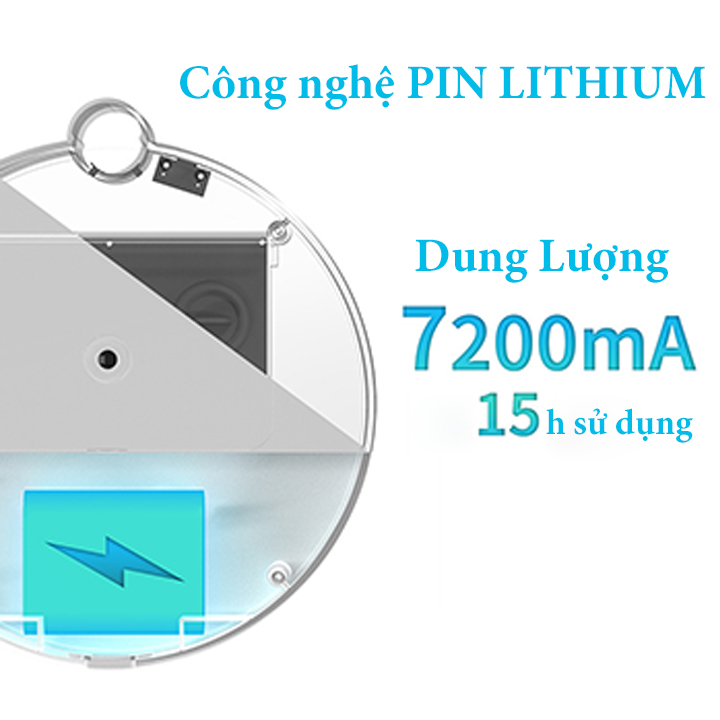 Quạt Sạc Tích Điện Phun Sương Gấp Gọn Màu Trắng Quay Tự Động, Tích Hợp Đèn LED, 3 Chế Độ Gió, Pin LITHIUM POLYMER 7200mah, Trang Bị Điều Khiển Từ Xa