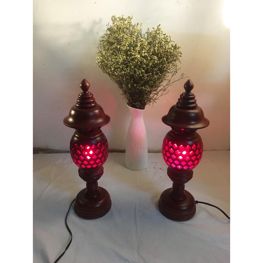 BỘ ĐÈN THỜ PHONG THỦY GỖ HƯƠNG CAO CẤP SIZE 48CM