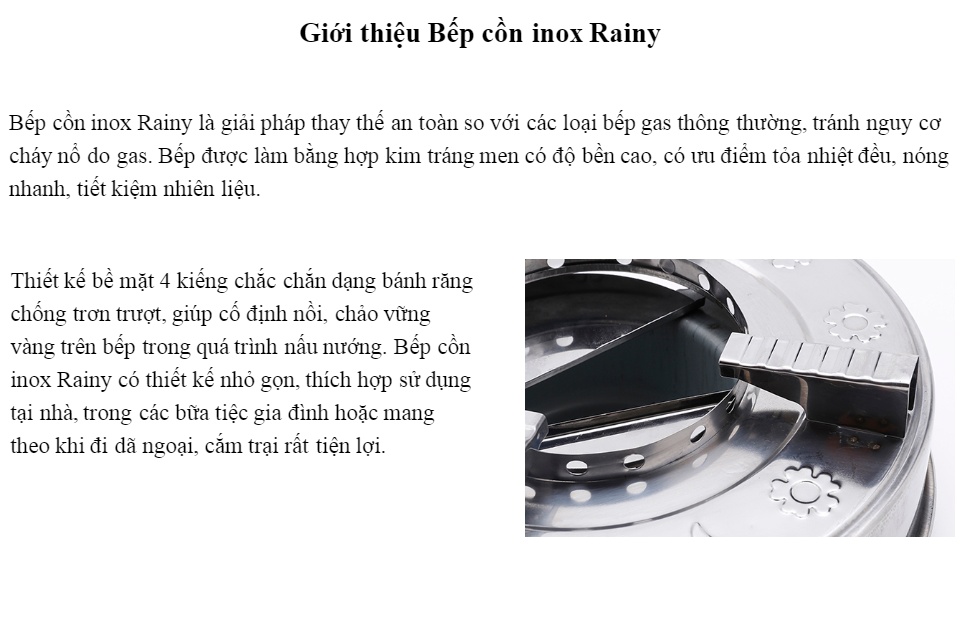 Bếp cồn inox Rainy cao cấp - Hàng Chính Hãng