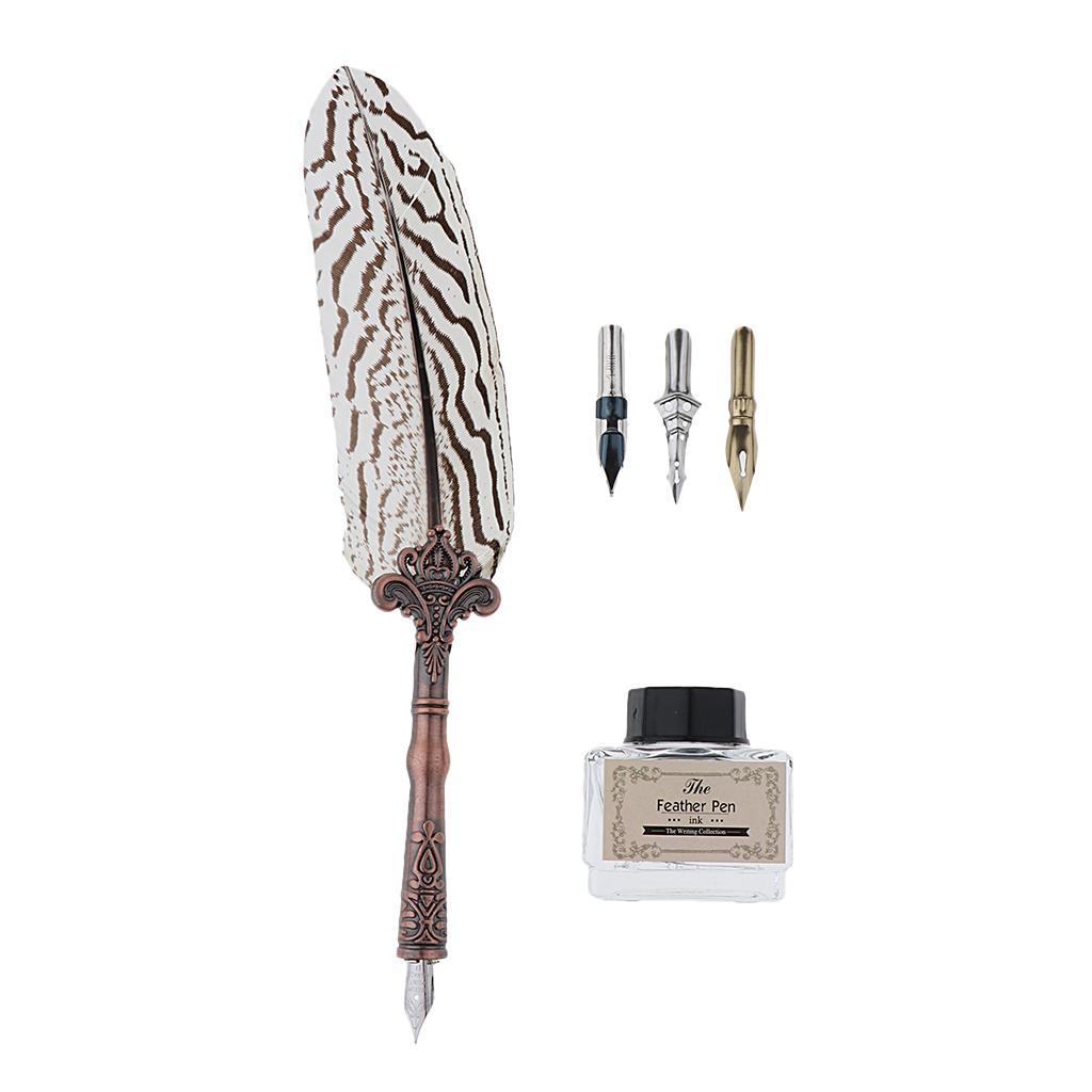 Antique Feather Quill Dip Pen with Ink Calligraphy Pen Set Favor