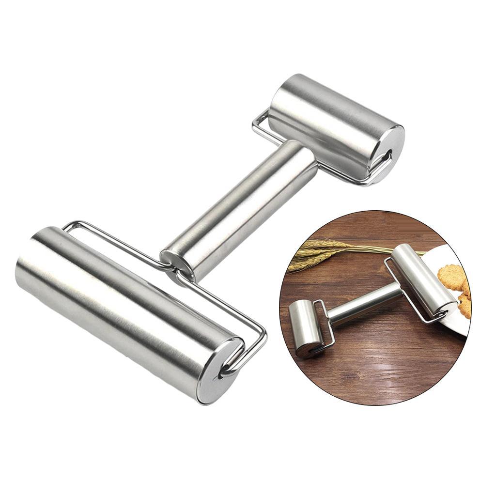 Pizza Pastry Baking Roller Rolling Pin Stainless Steel Dual Roller