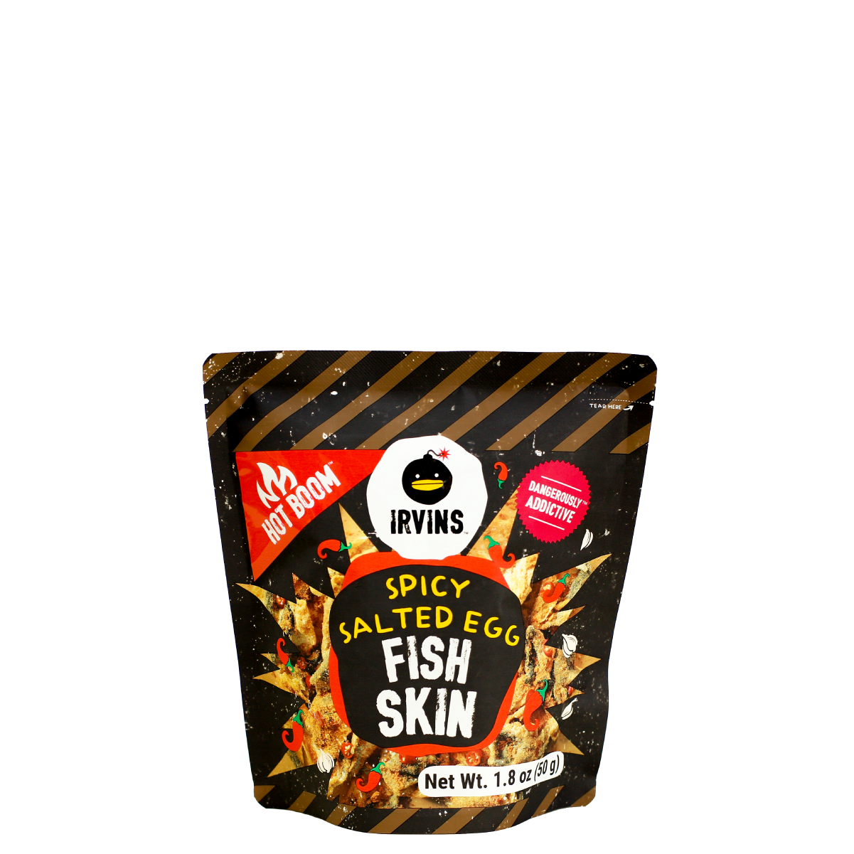 Da cá trứng muối cay 50g IRVINS - Mini Hotboom Fish Skin 50g