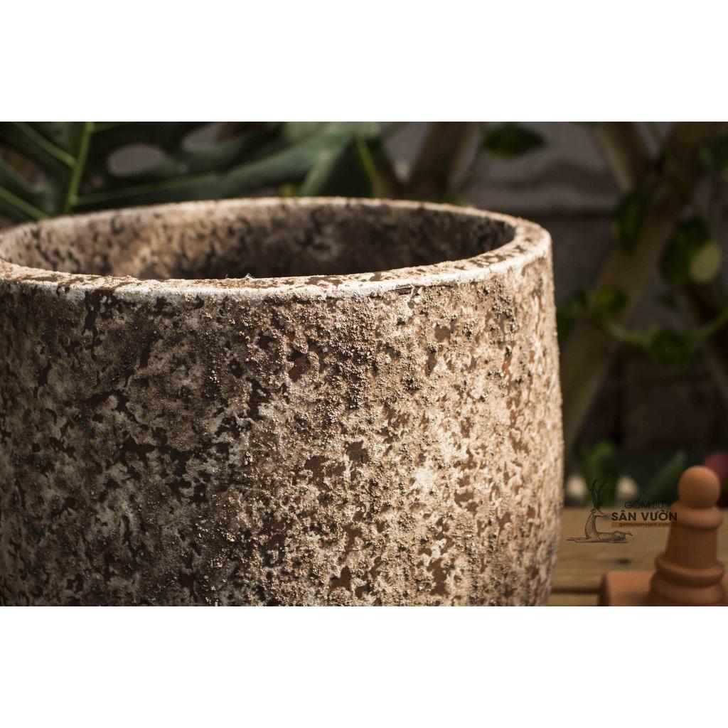 Chậu trồng cây gốm đất nung DÁNG NỒI SƠN WAX MÀU NHÁM D31xH26cm