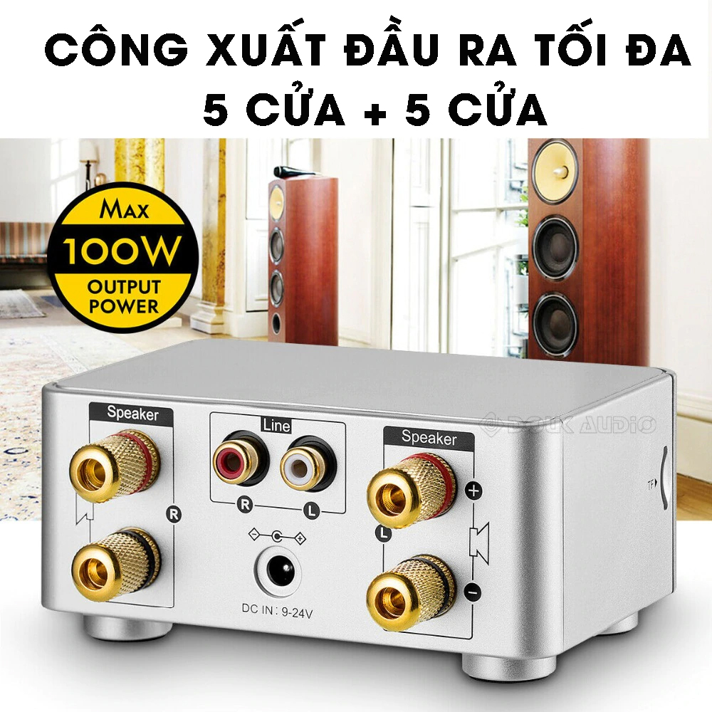 Amply Hifi Mini Bluetooth 5.0, tích hợp khe cắm thẻ nhớ, USB, AUX 3.5mm hỗ trợ đầy đủ định dạng âm thanh, kèm adapter củ sạc, dây loa MIHOCO BT5.0-Hàng chính hãng