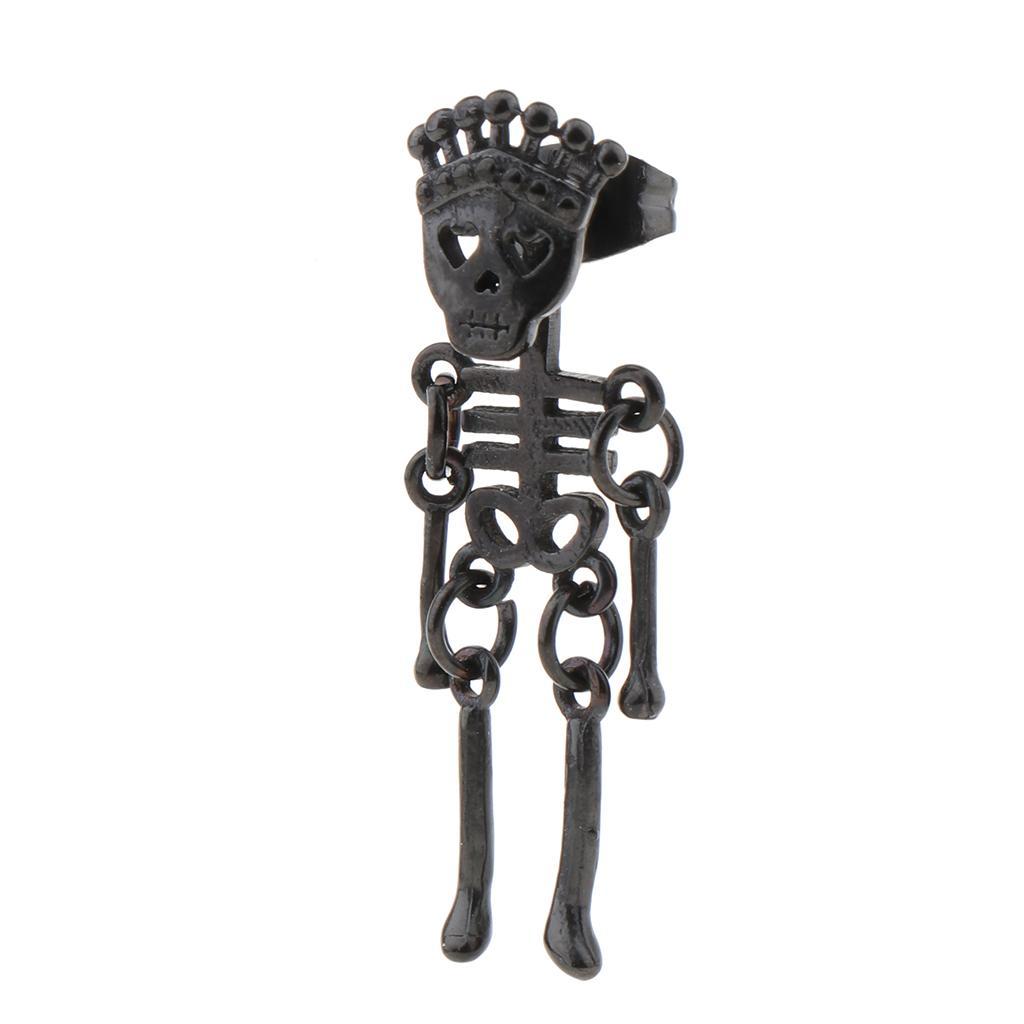 Halloween Punk Skull Head Skeleton Earring Stud Party Costume Black