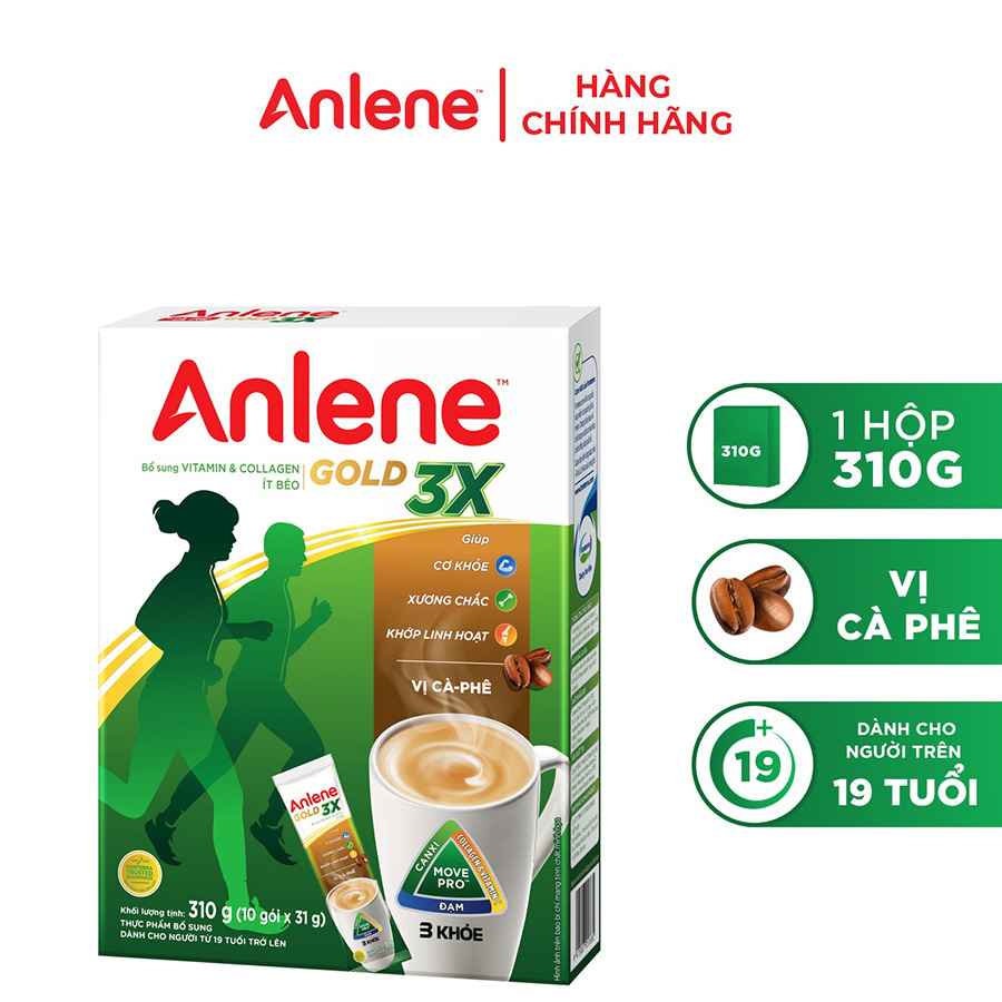 Hộp sữa bột Anlene 3X Vị Cà phê hộp 310g