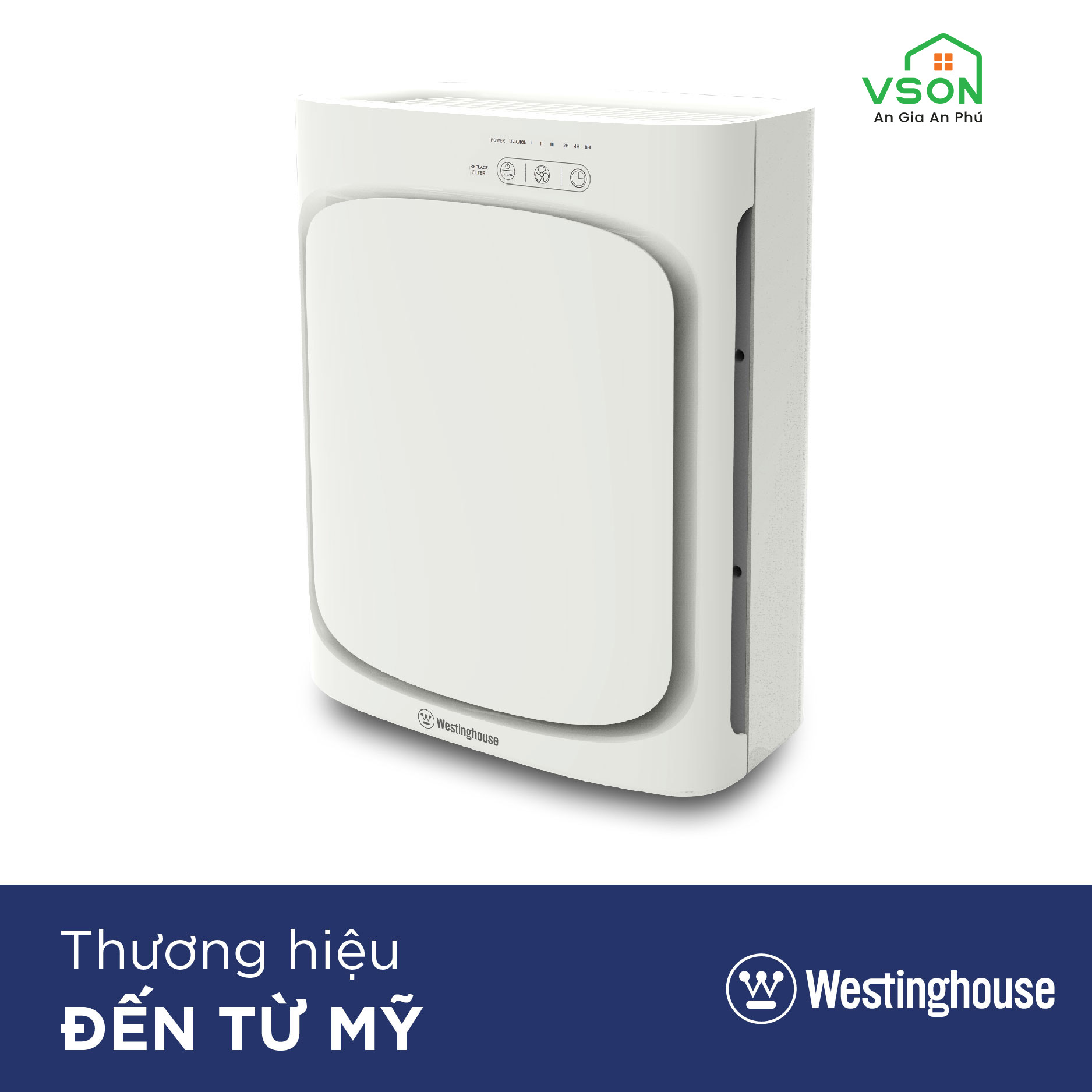 Máy lọc không khí WestingHouse WEAP8410 4 lớp lõi lọc - Đèn UV - Tạo ion âm - Khử mùi và lọc bụi, vi khuẩn làm sạch không khí - Công suất 28W - Hàng chính hãng Mỹ