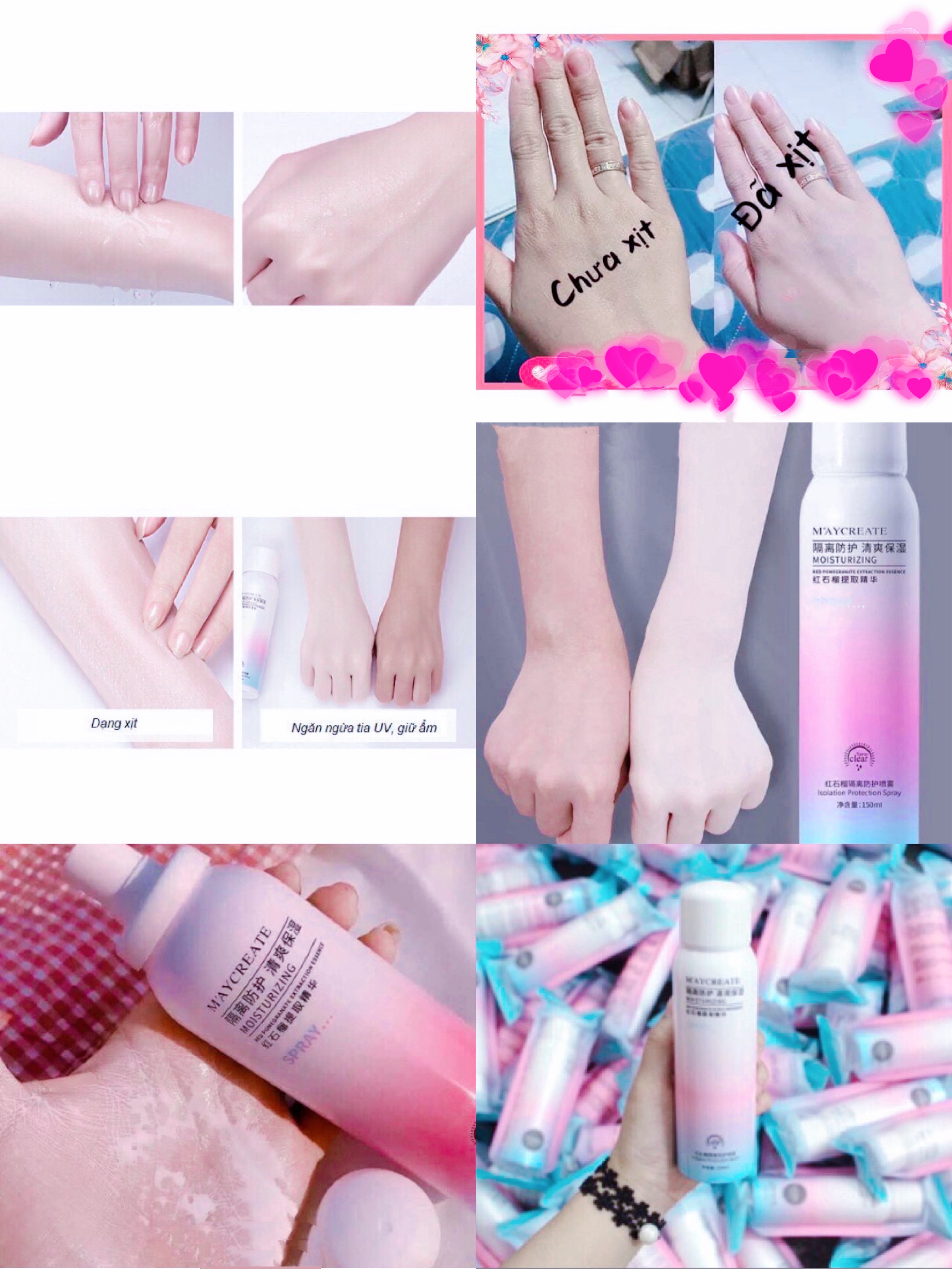 Chai MAYCREATE Chống Nắng Trắng, Chất Xịn 150ml Hàng Chính Hãng