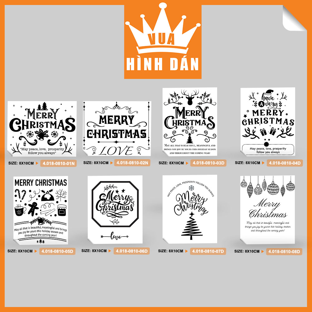 Set 50/100 sticker MERRY CHRISTMAS - tem dán chúc mừng giáng sinh, nhãn dán lên hộp quà, gói quà hoặc túi đựng sản phẩm, kiện hàng