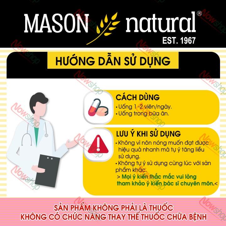 Viên uống bổ sung sắt hữu cơ Mason Natural Ferrous Gluconate hỗ trợ giảm hoa mắt chóng mặt do thiếu máu bảo vệ tim mạch