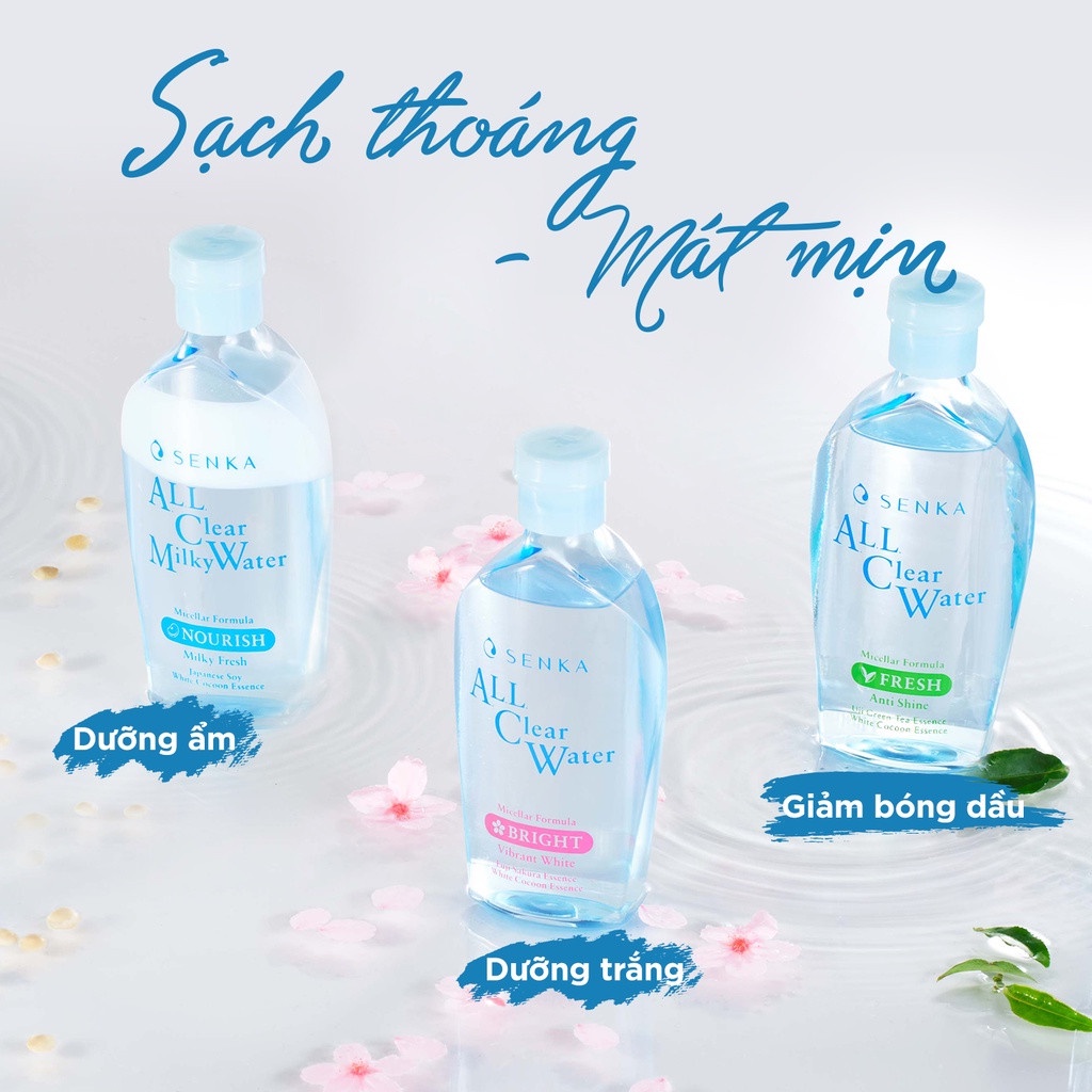 [SENKA] Nước Sữa Tẩy Trang 2 Lớp Giúp Sạch Sâu Và Dịu Mát Làn Da All Clear Milky Water 230ml (Mã 70120)