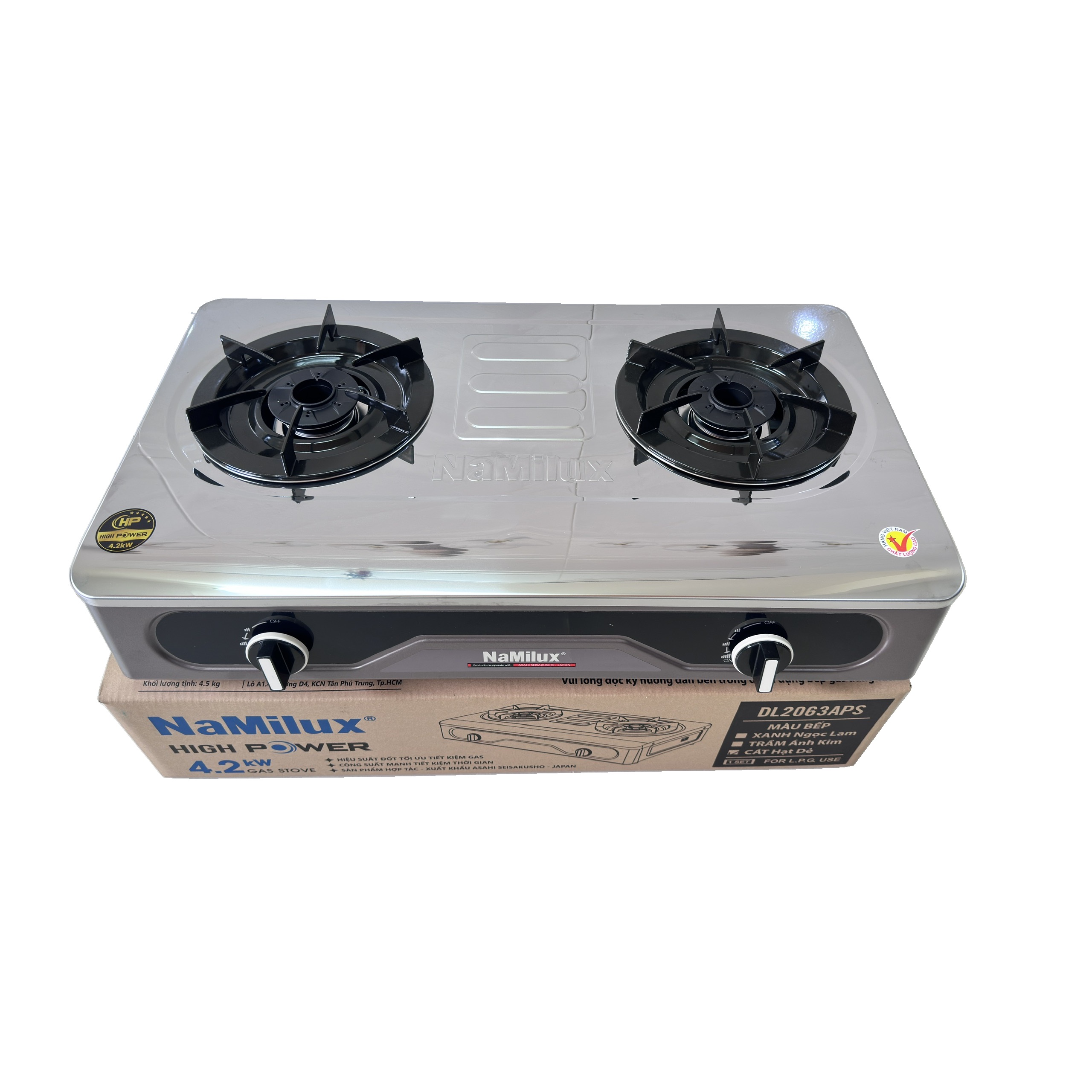 Hàng chính hãng - Bếp Gas Đôi Công Suất Cao NaMilux, mặt bếp Inox - Bảo hành chính hãng 24 tháng