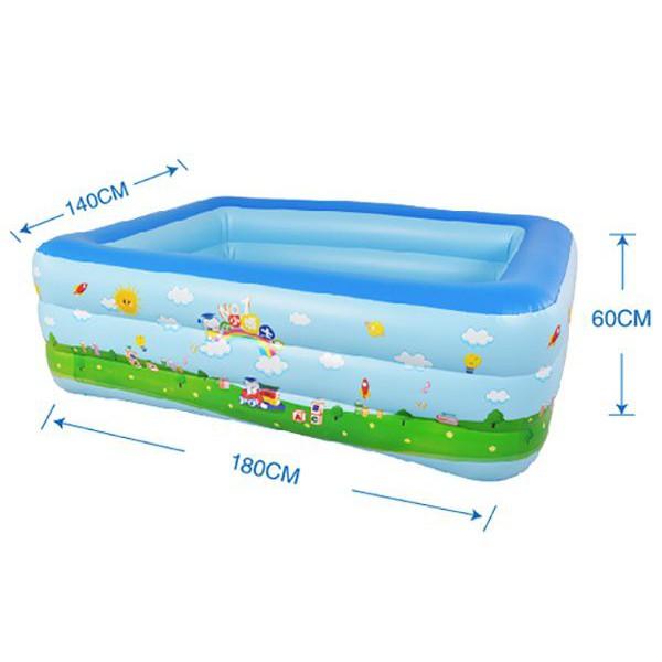 Bể bơi phao bơi bơm hơi 1m8 cho trẻ - 3 tầng loại dày