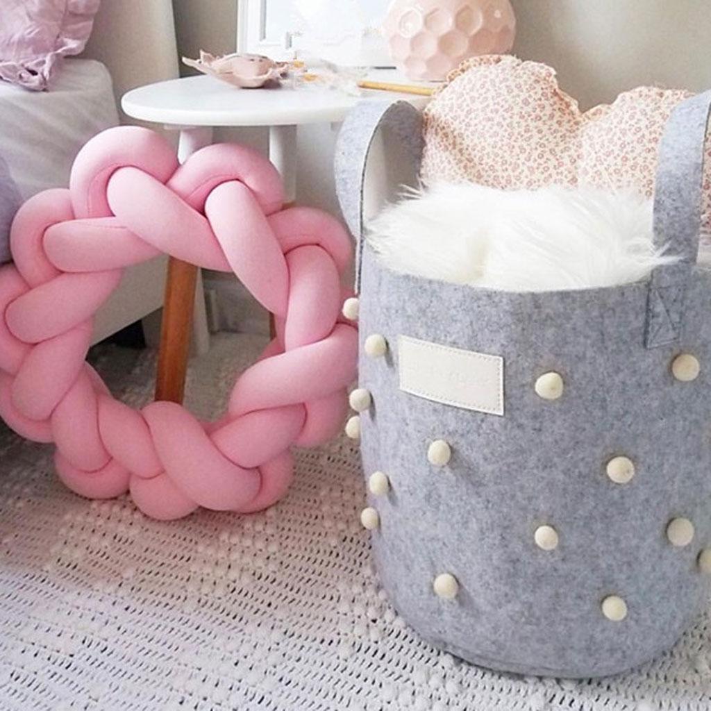 Cotton Felt Storage Laundry Basket Kid's Toy Basket Photo Props with Handle