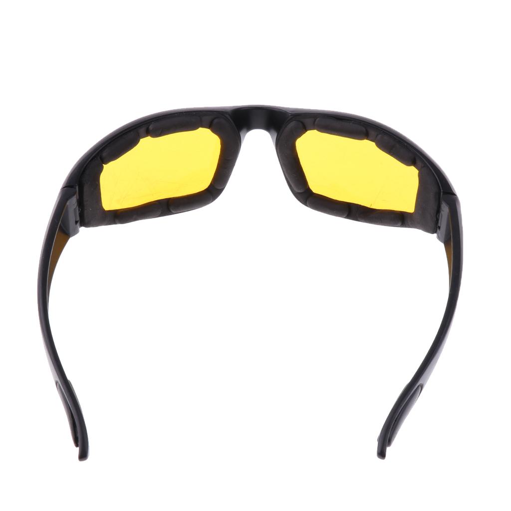 2xMotorcycle Windproof Dustproof Riding Glasses Padded Comfortable Yellow